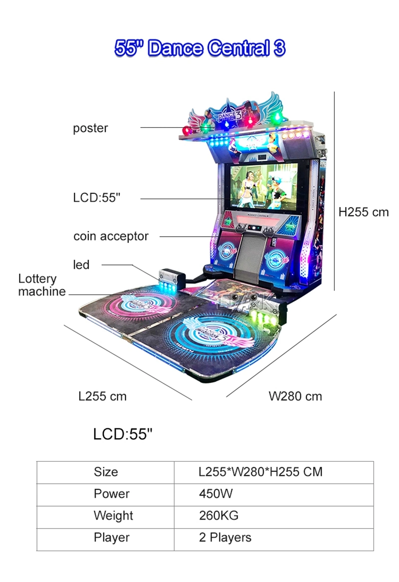 55" Dance Central 3 Video Coin Operated Dancing Arcade Indoor Music Dance Machine