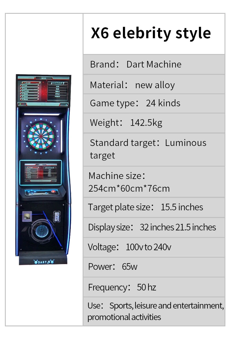 Coin Operated Indoor Sport Arcade Electronic Dart Game Machine with LED for Sale