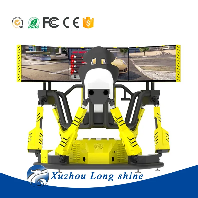 3 telas com rotação de 360 ​​graus dinâmica de corrida de carros dirigindo máquina de videogame